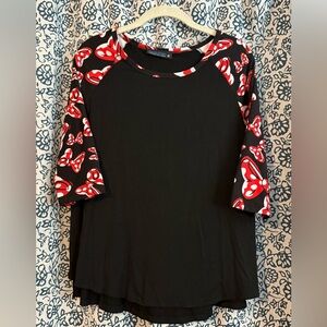 Minnie Ears Black and Red Women's Raglan Top